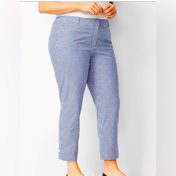 Talbots Pants - Talbots Perfect Crop Pant gingham blue & white checkered ankle pants NWT
